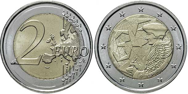 монета Испания 2 евро 2022