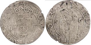 монета Швеция 1 эре 1596