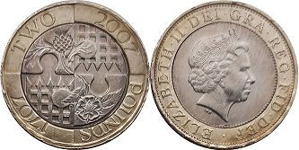 монета Великобритания 2 фунта 2007
