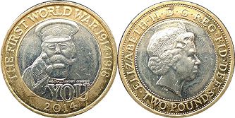 монета Великобритания 2 фунта 2014