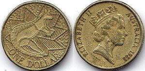 монета Австралия 1 доллар 1988