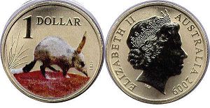 монета Австралия 1 доллар 2009