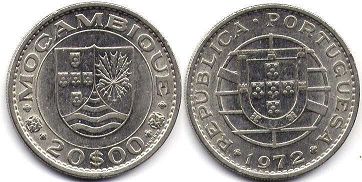 монета Мозамбик 20 эскудо 1972