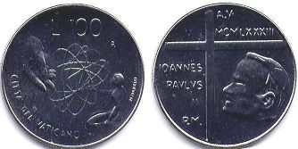 монета Ватикан 100 лир 1983