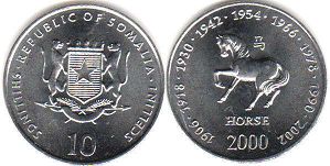 монета Сомали 10 шиллингов 2000