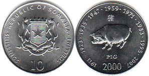 монета Сомали 10 шиллингов 2000