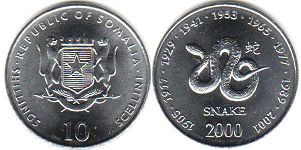 монета Сомали 10 шиллингов 2000