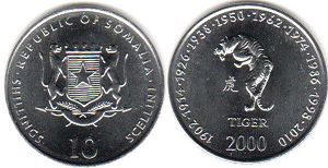 монета Сомали 10 шиллингов 2000