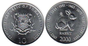 монета Сомали 10 шиллингов 2000