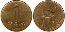 монета Аргентина 1 сентаво 1987