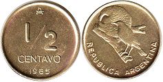 монета Аргентина 1/2 сентаво 1985