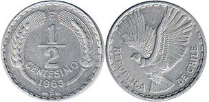 монета Чили 1/2 сентесимо 1963