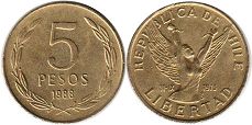 монета Чили 5 песо 1988