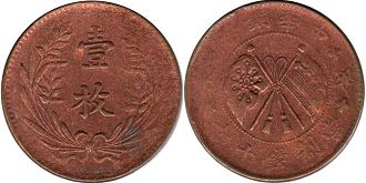 монета Китай 10 кэш без даты (1919)