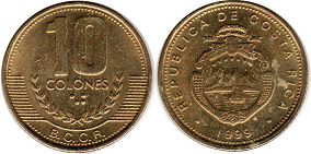 монета Коста Рика 10 колонов 1999