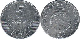 монета Коста Рика 5 колонов 2005