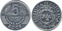 монета Коста Рика 5 колонов 2012