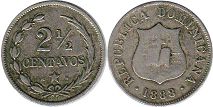 монета Доминиканская Республика 2 1/2 сентаво 1888