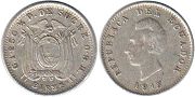 монета Эквадор 1/2 децимо 1915