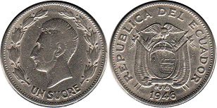 монета Ecuador 1 sucre 1946