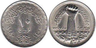 монета Египет 10 пиастров 1980