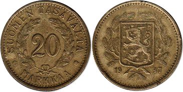 монета Финляндия 20 марок 1937