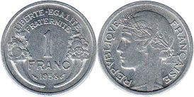монета Франция 1 франк 1958