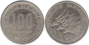 монета Габон 100 франков 1972