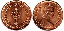 монета Великобритания 1/2 новых пенни 1975