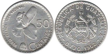 монета Гватемала 50 сентаво 1962