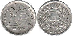 монета Гватемала 1 реал 1891
