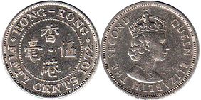 монета Гонконг 50 центов 1972