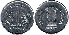 монета Индия 1 рупия 1993