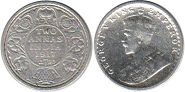 монета Британская Индия 2 анны 1917