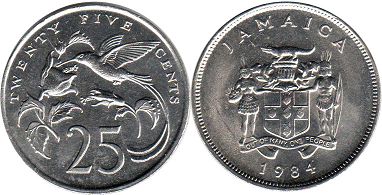монета Ямайка 25 центов - Jamaika 25 cents 1984