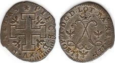 монета Лотарингия 15 денье 1697-1729
