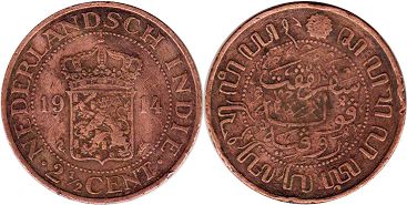 монета Голландская Ост-Индия 2 1/2 цента 1914