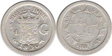 монета Голландская Ост-Индия 1/4 гульдена 1930