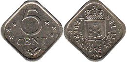 монета Нидерландские Антиллы 5 центов 1983