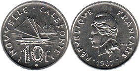 монета Новая Каледония 10 франков 1967