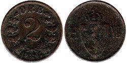 монета Норвегия 2 эре 1907