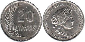 монета Перу 20 сентаво 1941