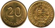 монета Перу 20 сентаво 1975
