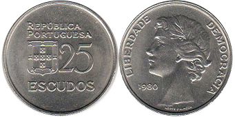 монета Португалия 25 эскудо 1980