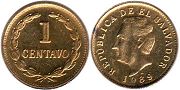монета Сальвадор 1 сентаво 1989