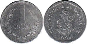 монета Сальвадор 1 колон 1988