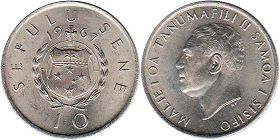 монета Самоа 10 сене 1967