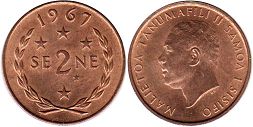 монета Самоа 2 sene 1967
