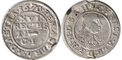 монета Шлезвиг-Голштейн-Готторп 1/16 талера 1670