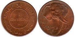 монета Сомали 1 сентесимо 1950